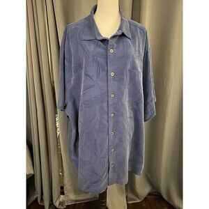 Caribbean Leaf Textured S/S Hawaiian Camp Shirt 3X Indigo RN58909